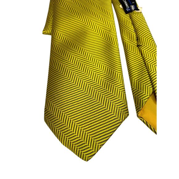 Vintage 1970s Mens Necktie Tie Yellow Gray Polyester Penneys Towncraft - Picture 4 of 5